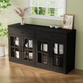 thumbnail image 6 of RichYa Kitchen Pantry Cabinet Set of 4,94" W Buffet Sideboard Coffee Bar with Glass Door Hutch,Modular Storage Cabinets with Shelves & Drawers for Dining Room,Black(BEEB), 6 of 10