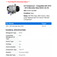 thumbnail image 2 of A/C Compressor - Compatible with 2010 - 2012 Mercedes-Benz R350 3.0L V6 2011, 2 of 2