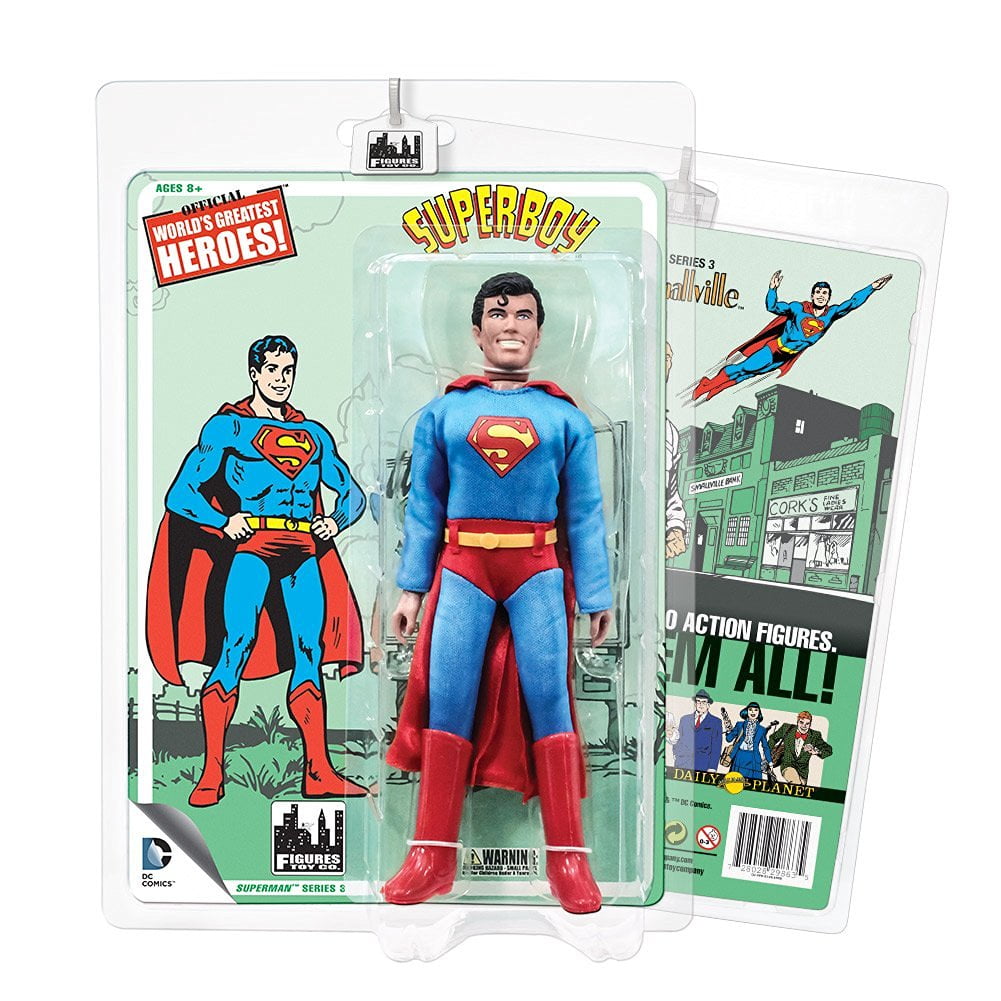 Official DC Comics Superboy 8 inch Action Figure on Retro Card 