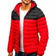 thumbnail image 2 of KaLI_Store Men's Running Jacket Lightweight Warm Puffer Jacket Thermal Coats Winter coat with hood Red,L, 2 of 5