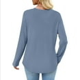 thumbnail image 4 of Guieoi Womens Tops Plus Size Women's Casual Solid Color Round-Neck Pocket Fall/Winter Long Sleeve Blouses Shirts Top Blue Black*Friday/Cyber*Monday, 4 of 7
