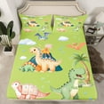 thumbnail image 2 of Manfei Kawaii Green Dinosaur Bed Sheets, Cartoon Animal King Sheets, Teens Boys Girls Kids Sheet Set, Lightweight Room Decor, 4pcs, 2 of 7