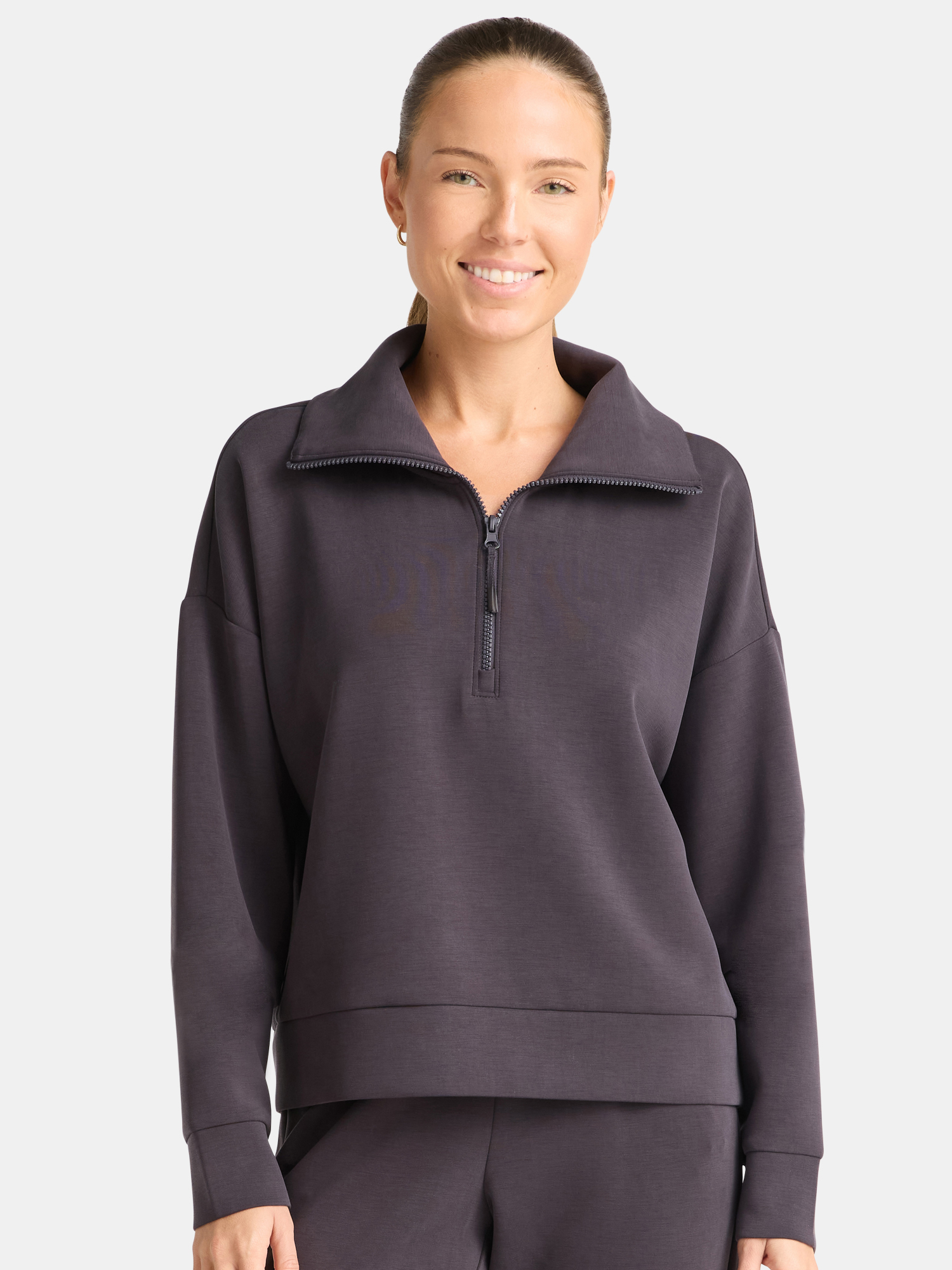 Avia Women's and Women's Plus ScubaKnit Quarter Zip Pullover, Sizes XS-4X