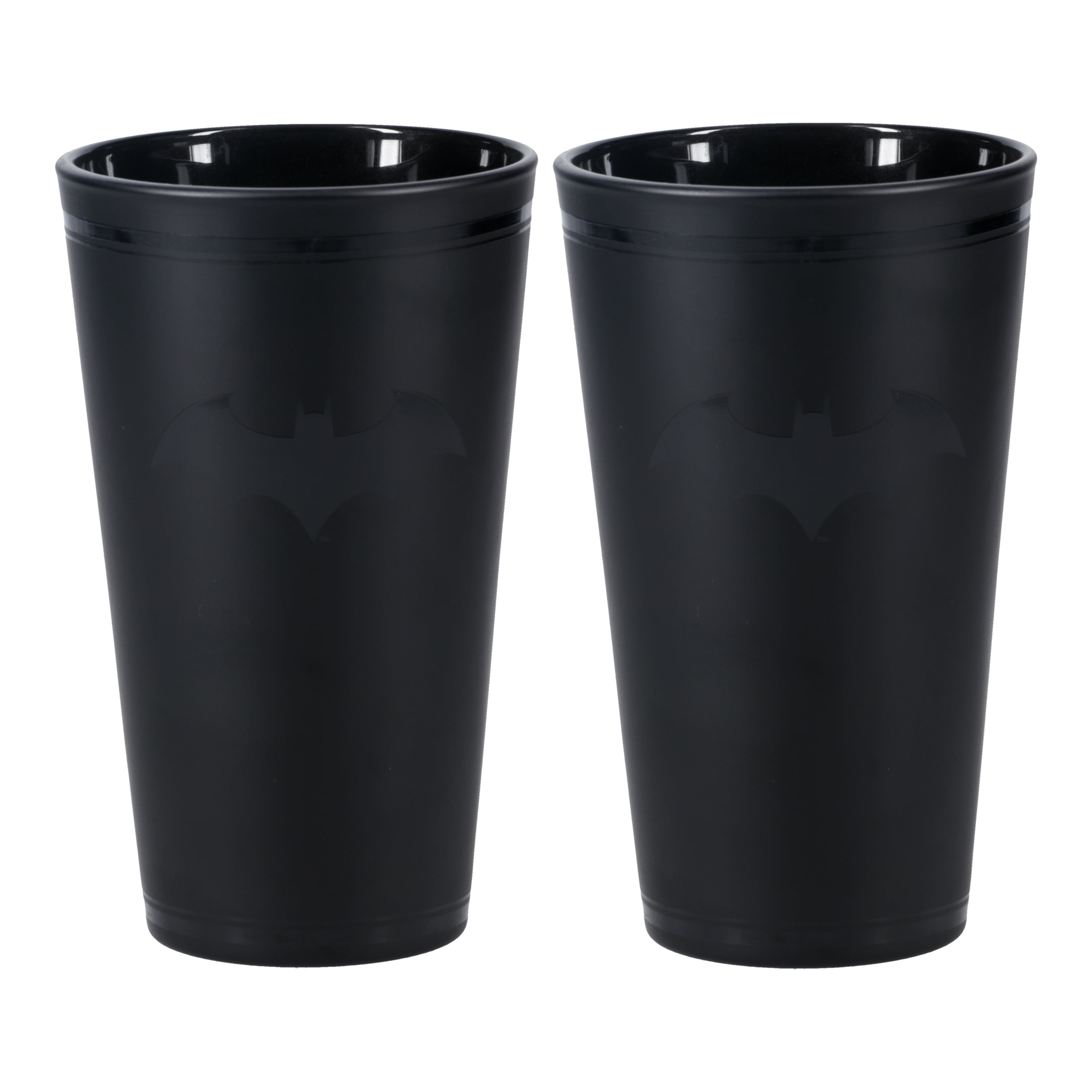 Batman Logo Drinking Glass Cup Tumblers Black Set of 2 15 fl oz Official DC Merchandise by Paladone