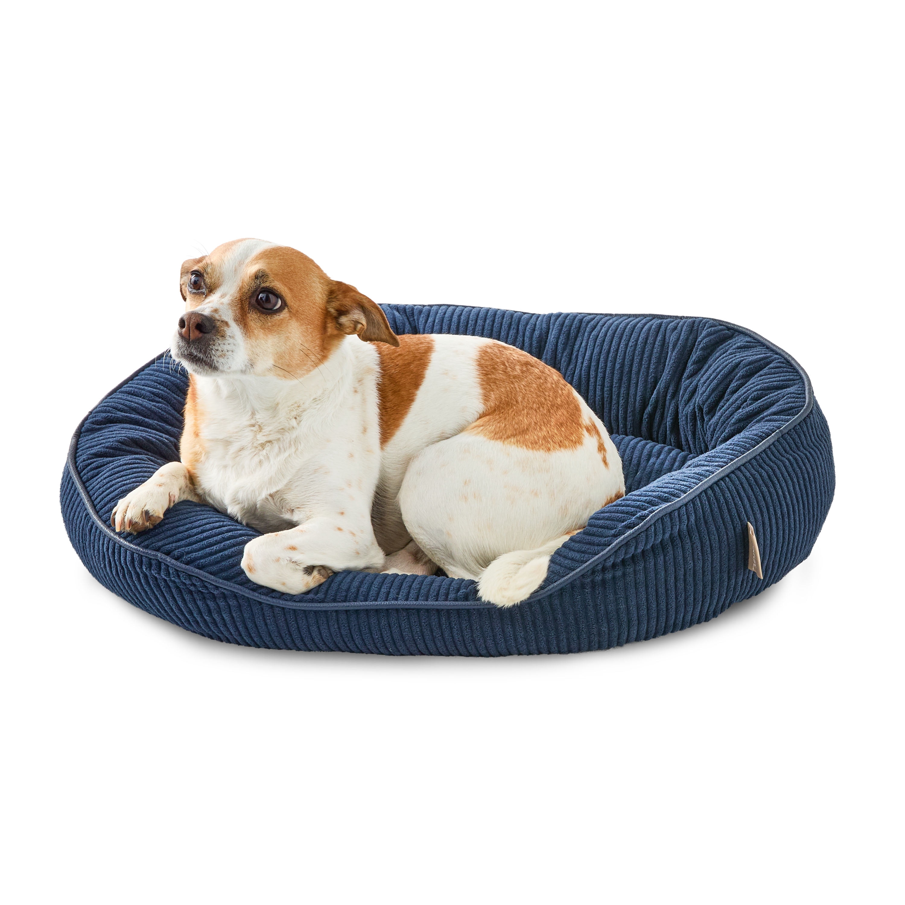 Vibrant Life Small Oval Corduroy Cuddler Pet Bed, Blue, 22" x 15"