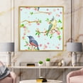 thumbnail image 2 of Birds and Flowers Pattern In Blue 16 in x 16 in Framed Painting Canvas Art Print, by Designart, 2 of 5