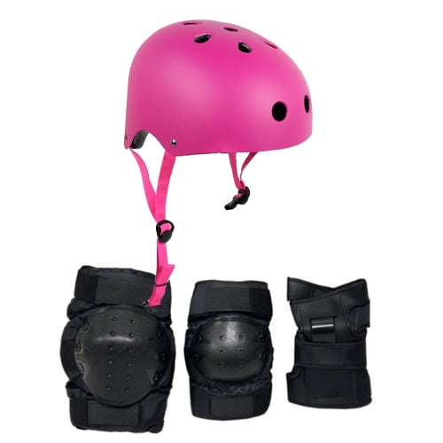 Skateboard Helmet Elbow/Knee/Wrist Pad Combo Small Purple/Pink