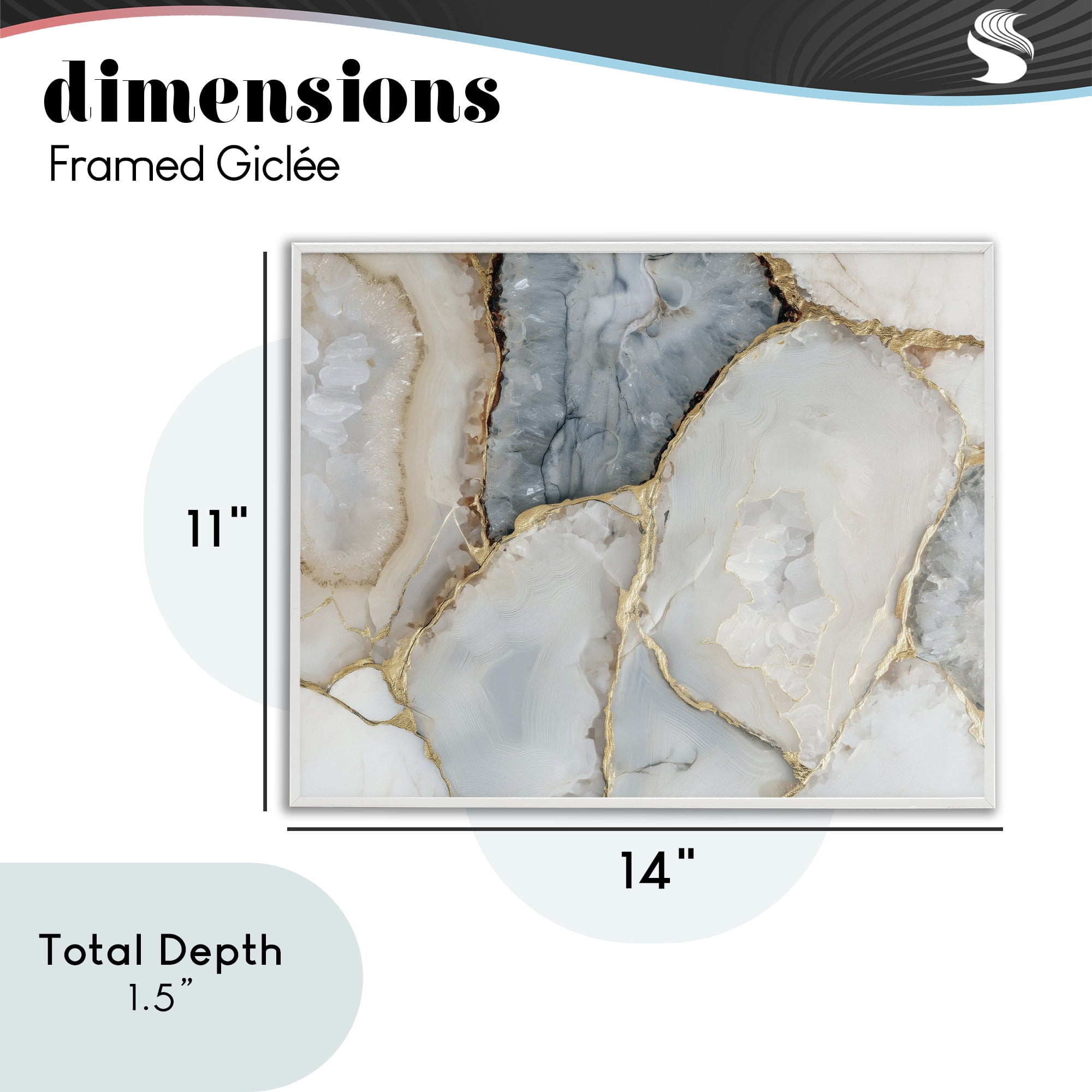 Stupell Industries Golden Vein Quartz White Framed Giclee Art, design by Svetlana Aleynikova