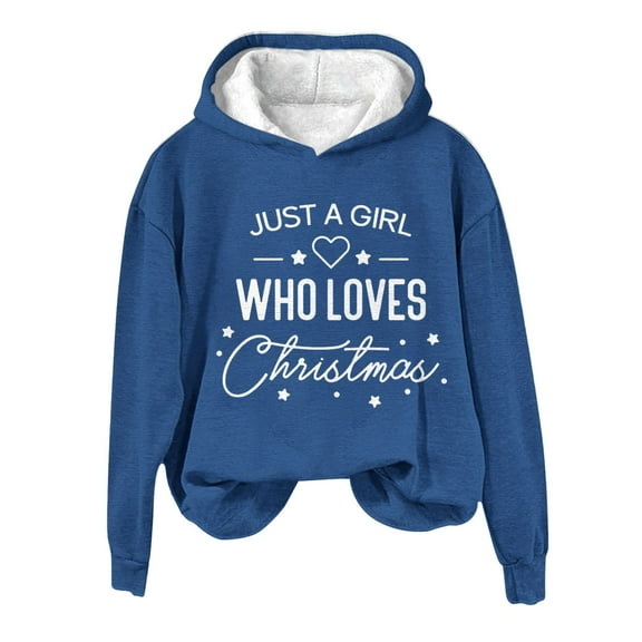 Winter Savings Clearacne Black Zip up Hoodie Women Just A Girl Who Loves Christmas Sweatshirt Xmas Sweater For Women Crewneck Pullover Tops Funny Christmas Shirt Gifts
