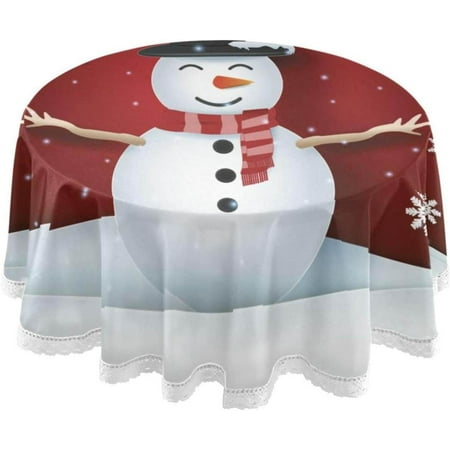 

Hyjoy Round Tablecloth 60In Christmas Snowman Table Cover Water Resistant Spill Proof Large Table Cover for Indoor & Outdoor Family Gathering Dinner BBQ Christmas Decoration149