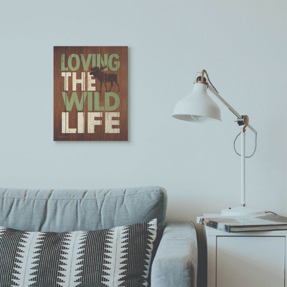Stupell Industries Wild Life Country Home Wood Textured Word Design Super Canvas Wall Art by Stephanie Workman Marrott