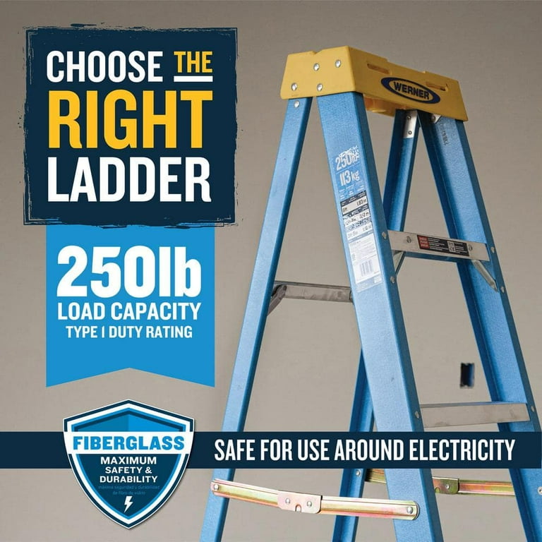 8 ft. Fiberglass Step Ladder with 250 lb. Load Capacity Type I Duty Rating 8 ft. Fiberglass Step Ladder with 250 lb. Load Capacity Type I Duty Rating