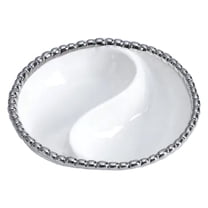 Pampa Bay Porcelain Mini 2 Section Platter, 5.5-inch Diameter, White and Silver