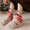 thumbnail image 6 of 6 Pcs Christmas Fuzzy Socks for Women Plush Cartoon Non Slip Fluffy Cozy Slipper Winter Warm Fleece Socks Home Sleeping Socks for Girl, 6 of 9