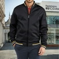 thumbnail image 2 of WTOBBY Men's Premium Cotton Baseball Jacket, Vintage Stand Collar Flight Bomber with Color Block Design, Relaxed Fit Retro Outerwear,Black L, 2 of 4