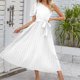 thumbnail image 3 of Vestidos de playa para mujer Vestidos casuales con cuello de un hombro para cóctel (Blanco XL) FLhrweasw Para estrenar, 3 of 7