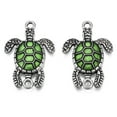 thumbnail image 2 of 100 pc Antique Silver Tone Alloy Connector Charms with Enamel Sea Turtle Lime Green 27x18.5x3.5mm Hole: 1.6mm, 2 of 4