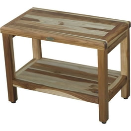 Rectangular Teak Shower Stool or Bench with Shelf in Natural Finish Rectangular Teak Shower Stool or Bench with Shelf in Natural Finish