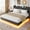 Black, variant on Huisuilinss Floating Bed Frame Full,Queen Size Upholstered Platform Bed With LED Lights & Charging Station,Storage Headboard & Folding Shelves Storage,Metal Slats Support,No Box Spring Needed