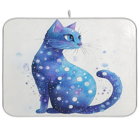 

Kitchen Drying Mat 16x18In Drying Dish Mat Dish Drying Mats Kitchen Countertop Multi-Function Drain Drying Mat Kitchen Table Blue Cool Cat