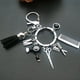 thumbnail image 4 of LLavero de borla con abalorio de estilo A-Z, joyería Retro, Mini tijeras de peluquería, secador de pelo, peine, regalo, 4 of 4