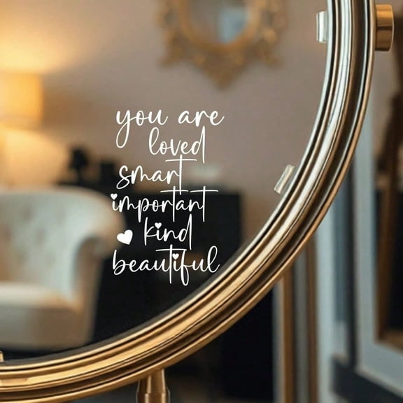Fast shipping 2-pack "You Are Loved" mirror stickers - inspirational self-love vinyl stickers, positive affirmation wall stickers, suitable for bedrooms, bathrooms, and dressing tables.