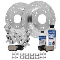 Detroit Axle - Rear Brake Kit for 2004-2008 Acura TSX, 2003-2007 Honda Accord Drilled Rotors Ceramic Brake Pads Brake Calipers: 10.24 inch Rear Rotor