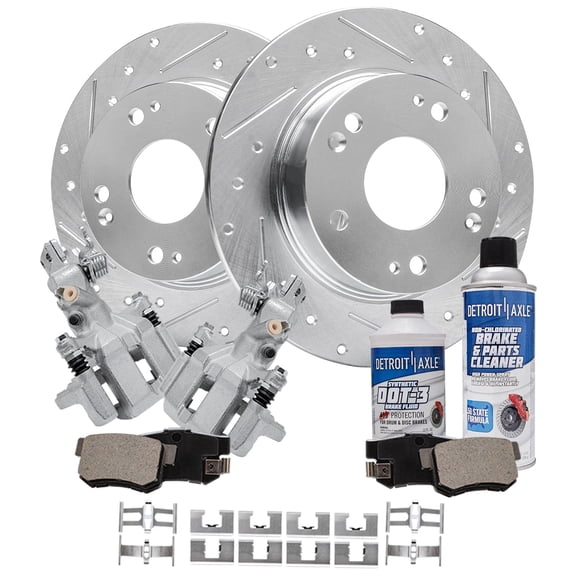 Detroit Axle - Rear Brake Kit for 2004-2008 Acura TSX, 2003-2007 Honda Accord Drilled Rotors Ceramic Brake Pads Brake Calipers: 10.24 inch Rear Rotor