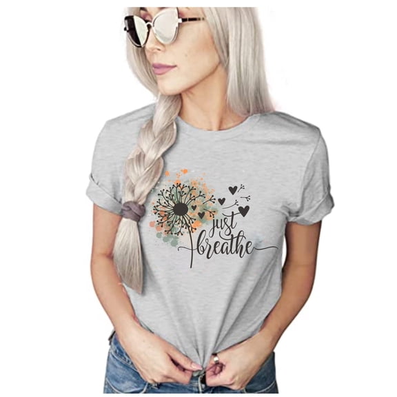 Just Breathe Shirt | Daffodils T-Shirt | Wild Flower Shirt for Women | Vintage Retro Unisex Sizing (3X Large, Gray)