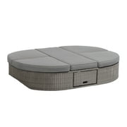 Ove Decors Sandra Gray Wicker Reclining Daybed with Gray Cushions