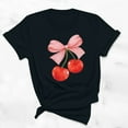 thumbnail image 2 of Busydd Womens Tops Fashion Cherries Graphic Tee Shirts Round Neck Short Sleeve Summer Tops Casual Loose T-Shirts for Women, 2 of 5