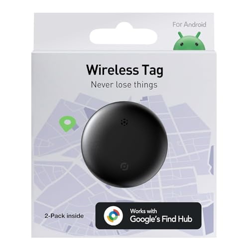 Android Air Tracker Tag 2 Pack: Smart Tracker(2025), Works with Google's Find Hub/Find My Device (Android Only) App, Tracker Tag Locator for Keys, Luggage, Satchel, Backpack etc