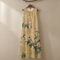 thumbnail image 4 of Xoenoiee Sparrow Flower Leaf Print Women Summer Casual Sleeveless Maxi Dress 2026 Cotton Linen Crewneck Loose Wrinkle-Free Beach Travel Vacation Long Sundress Plus Size, 2XL, 4 of 7