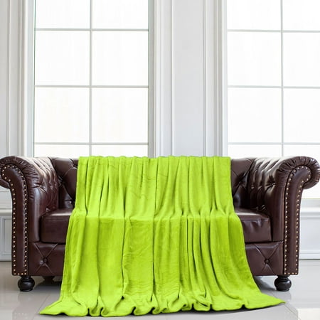 Soft Warm Fleece Blanket Throw Rug Plain Plush Flannel Solid Sofa Bed Blankets Lime Green Full Size Canada Soft Warm Fleece Blanket Throw Rug, Lime Green Throws For Sofas