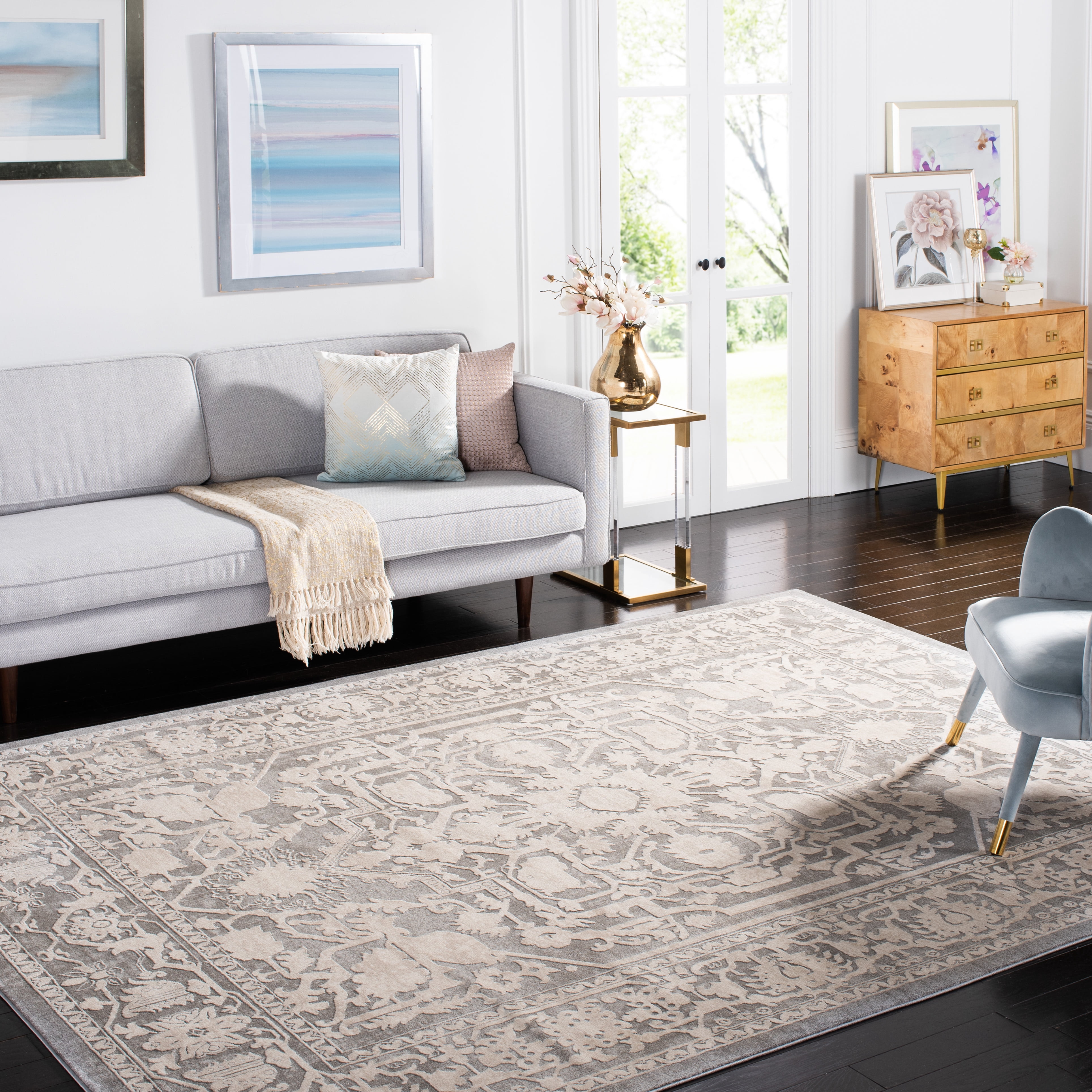 SAFAVIEH Reflection Christy Oriental Area Rug, Dark Grey/Cream, 10' x 14'