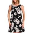 thumbnail image 1 of Fotbe black white Skull bone Vestido de Verano sin Mangas para Mujer – Vestido Midi Línea A, Estilo Camiseta Floral, Vestido Playero Casual y Fluido, 1 of 7