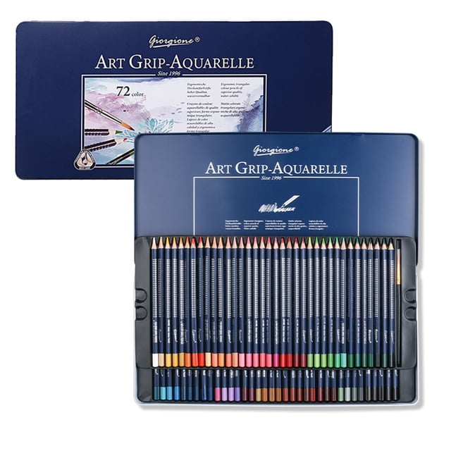 Graflsoa 72-Color Water-Soluble Triangular Wooden Colored Pencils for Kids, Art, and Design, 17.5cm Length with 15cm Brush Included