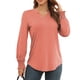 thumbnail image 3 of Camisa fruncida Ticfox de manga larga Top con cuello en V para mujer diseño exquisito, 3 of 6