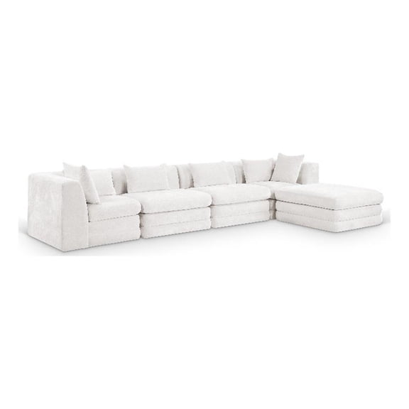 Meridian Furniture Stellar 152" Cream Chenille Fabric 5Pc. Modular Sectional
