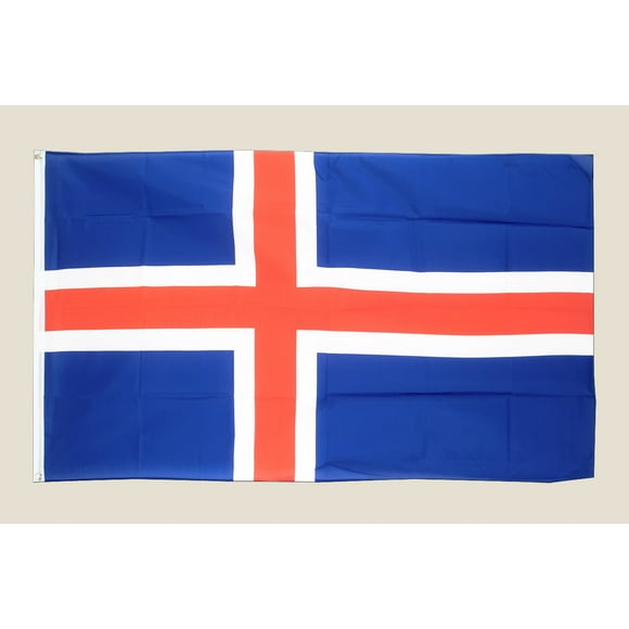 Drapeau Islande 3x5 Bleu Blanc Rouge Polyester 2 Oeillets en Laiton Pays Iclandique