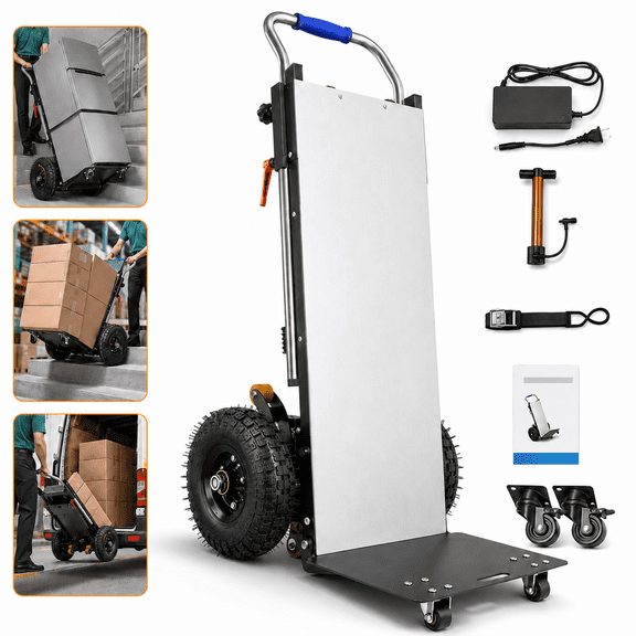 RXFSP Heavy Duty Collapsible Electric Stair Climber 880lb Capacity 1200W Motor Folding Dolly Cart