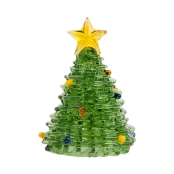 Adorno de árbol de Navidad de cristal, estatua en miniatura, escultura de regalo para escritorio de chimenea verde claro