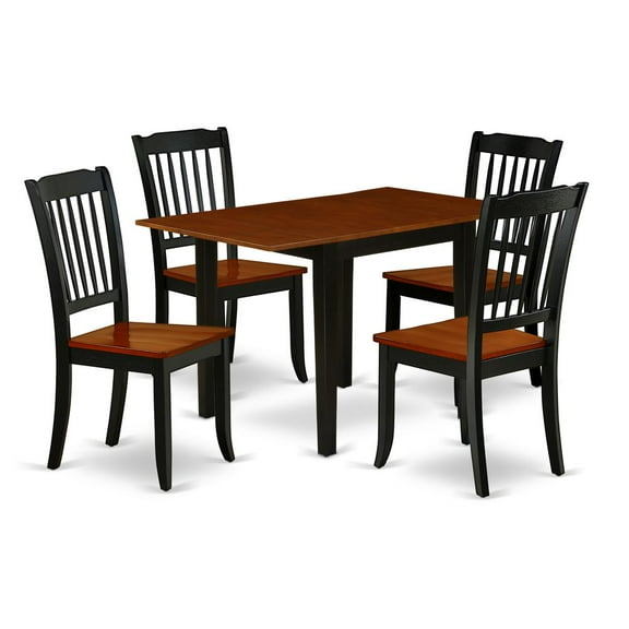 East West Furniture Norden 5-piece Wood Kitchen Table Set in Black/Cherry
