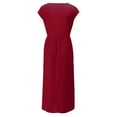 thumbnail image 3 of Vestido informal de lino sin mangas para mujer con bolsillos - Vestido midi de verano holgado con cuello redondo, 3 of 6