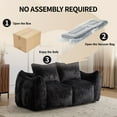 thumbnail image 4 of CQSXDA King Size Fluffy Bean Bag Couch for Adults, Loveseat Sofa with Pillows, No Assembly Indoor Lounge Chair, Black, 4 of 11