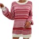 thumbnail image 1 of Vestido de suéter suelto con estampado de copos de nieve de manga larga clásico con cuello en O informal a la moda para mujer Pompotops hdfakjf582, 1 of 7