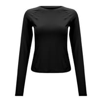 Ediodpoh Women's Protective Wicking Long Sleeve Yoga Fitness Shirt & Breathable for Running & Sports Womens Tops Black XXL