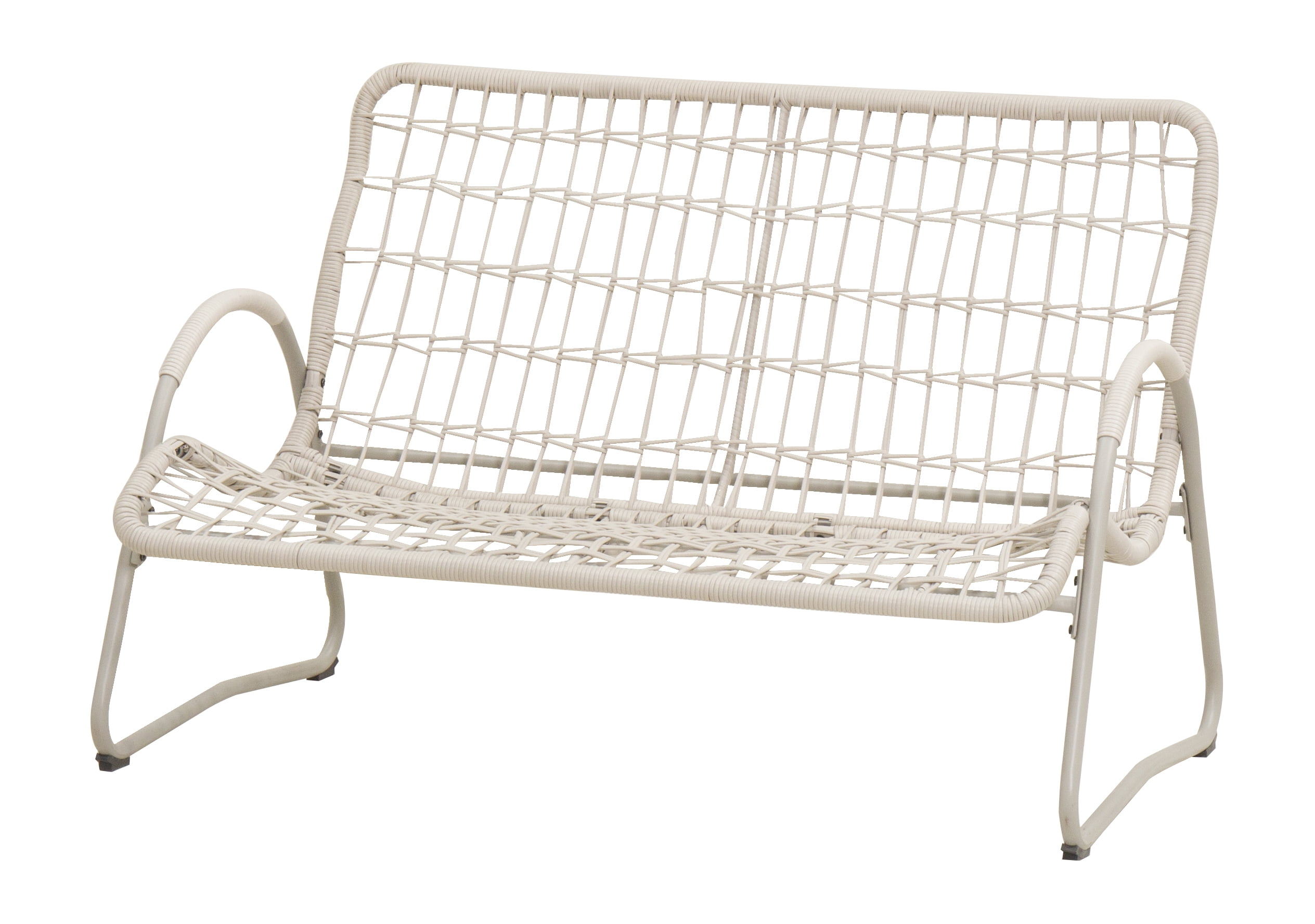 Outdoor Leisure Chair, Metal Frame Double Seat Chair for Garden Backyard Patio, Off White
