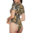 thumbnail image 3 of The Xecao Sunflowers Bee Women's Crew Neck Body Suit, a short-sleeved bodysuit and basic swimsuit, both comfort and style for dating and daily life, 3 of 9