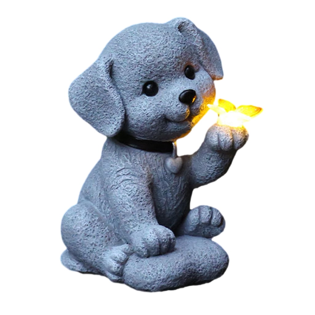 Solar Dogs Garden Statue Outsides Decorations Puppy Ornaments with Solar Lights Yard Art Birthday Gifts Funny Solar Dogs
